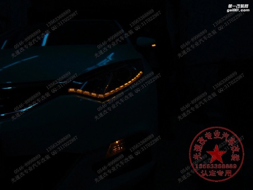 東營光速改汽車大燈改裝 長安致尚XT 升級Q5+紅色惡魔眼