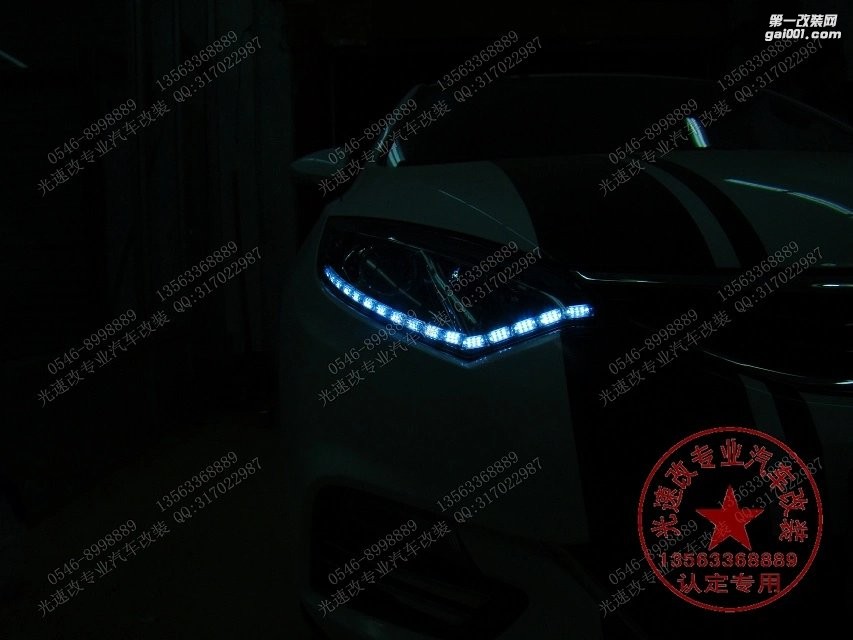 東營光速改汽車大燈改裝 長安致尚XT 升級Q5+紅色惡魔眼