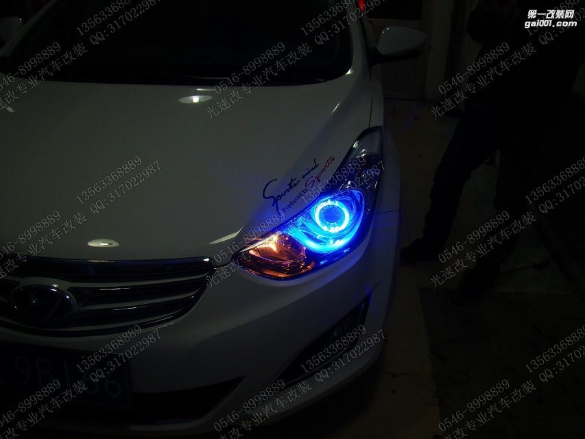 東營汽車大燈改裝 現(xiàn)代朗動 惡魔眼 東營光速改