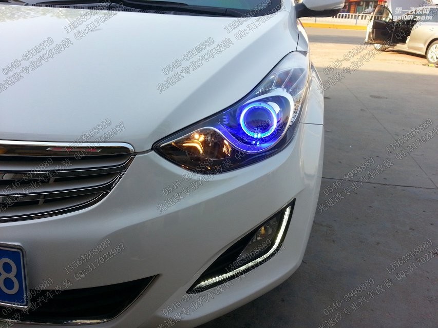 東營汽車大燈改裝 現(xiàn)代朗動 惡魔眼 東營光速改