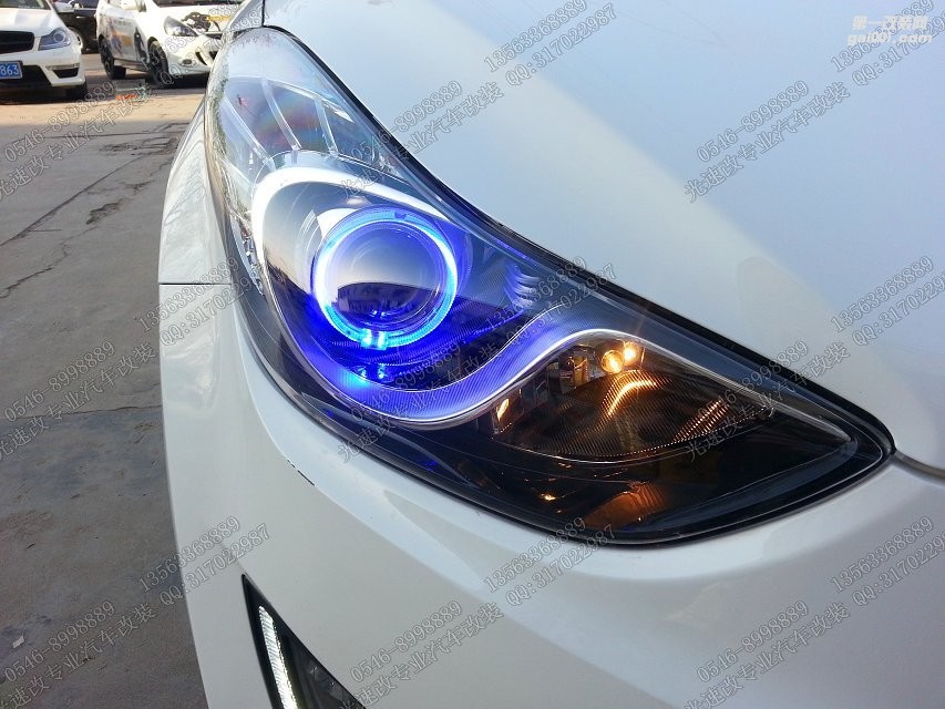 東營汽車大燈改裝 現(xiàn)代朗動 惡魔眼 東營光速改