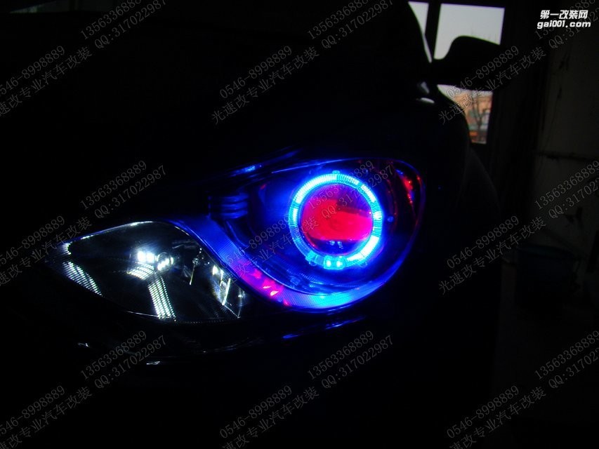 東營汽車大燈改裝 現(xiàn)代朗動 惡魔眼 東營光速改