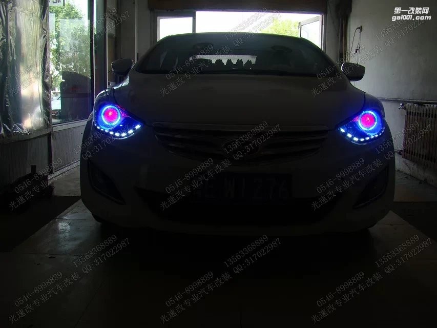 東營汽車大燈改裝 現(xiàn)代朗動 惡魔眼 東營光速改