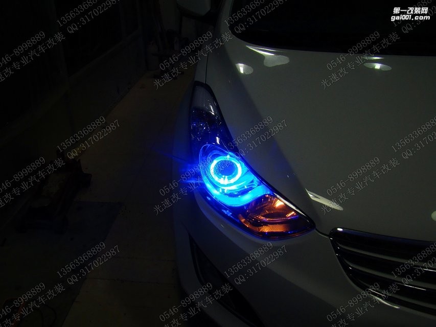 東營汽車大燈改裝 現(xiàn)代朗動 惡魔眼 東營光速改