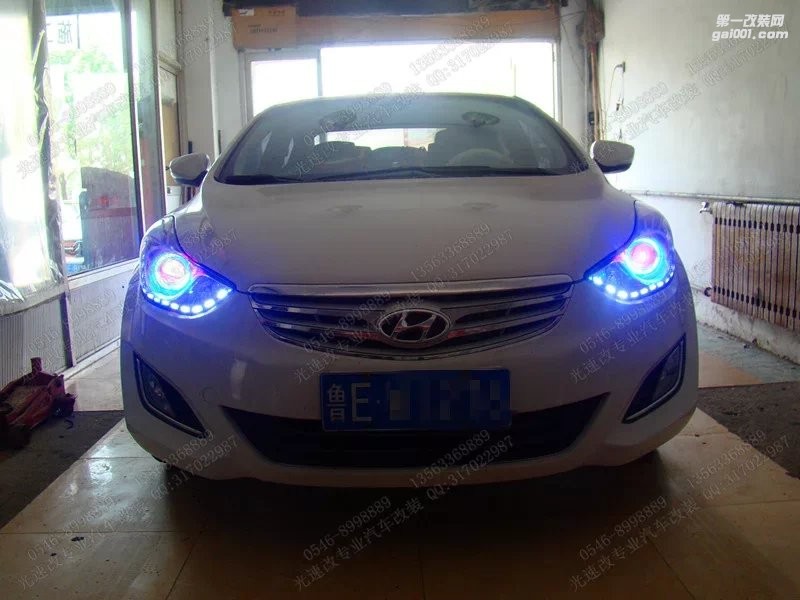 東營汽車大燈改裝 現(xiàn)代朗動 惡魔眼 東營光速改