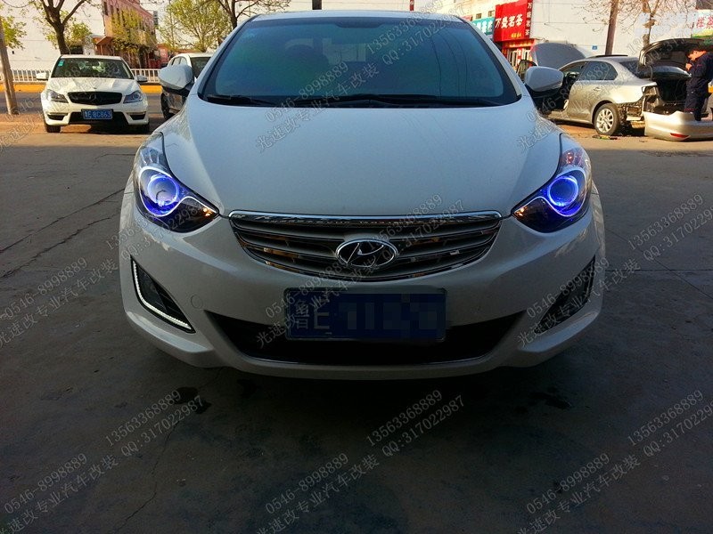 東營汽車大燈改裝 現(xiàn)代朗動 惡魔眼 東營光速改