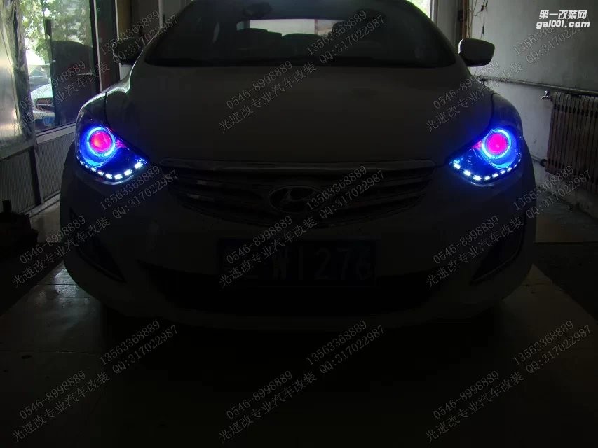 東營汽車大燈改裝 現(xiàn)代朗動 惡魔眼 東營光速改
