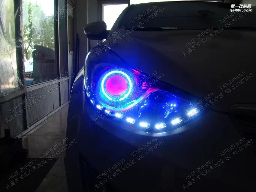 東營汽車大燈改裝 現(xiàn)代朗動 惡魔眼 東營光速改