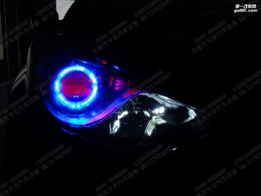 東營汽車大燈改裝 現(xiàn)代朗動 惡魔眼 東營光速改