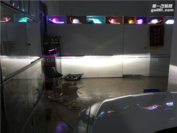 廣州【卡萊姆浦車燈】日產(chǎn)新奇駿：卡萊姆浦海拉5雙光透鏡+粉色惡魔眼+藍色天使眼