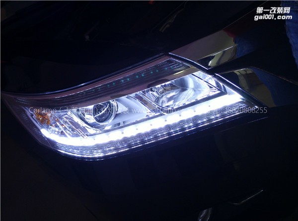 廣州凌派改燈，車燈改裝升級：卡萊姆浦美標(biāo)Q5雙光透鏡氙氣大燈LED日行燈