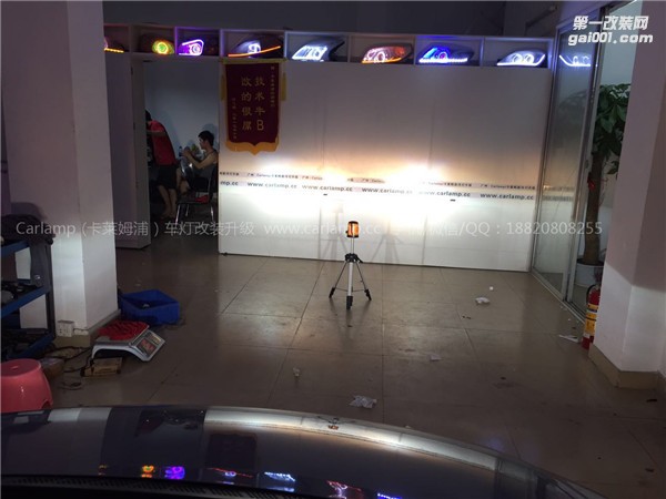 廣州思域改燈，車燈改裝升級：卡萊姆浦美標Q5雙光透鏡+漢雷3代氙氣大燈5500K+澳茲姆安定器+白天使+紅惡魔+大燈內(nèi)襯熏白