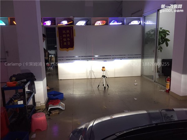 廣州思域改燈，車燈改裝升級：卡萊姆浦美標Q5雙光透鏡+漢雷3代氙氣大燈5500K+澳茲姆安定器+白天使+紅惡魔+大燈內(nèi)襯熏白
