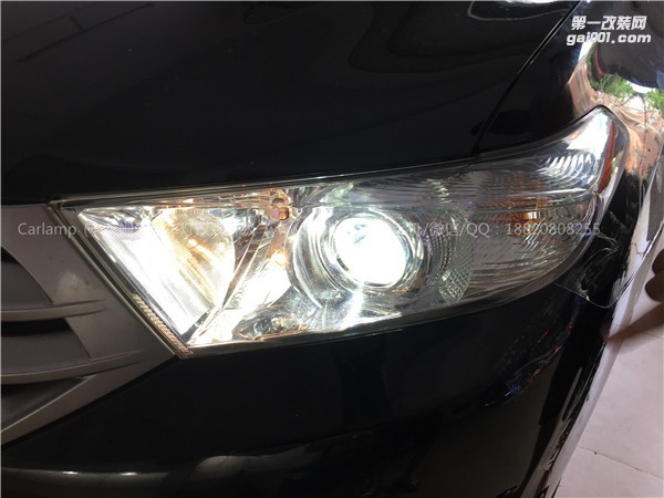 廣州漢蘭達(dá)改燈，車燈改裝升級：進(jìn)口海拉5雙光透鏡+歐司朗D1S氙氣大燈CBI+歐司朗安定器+白惡魔