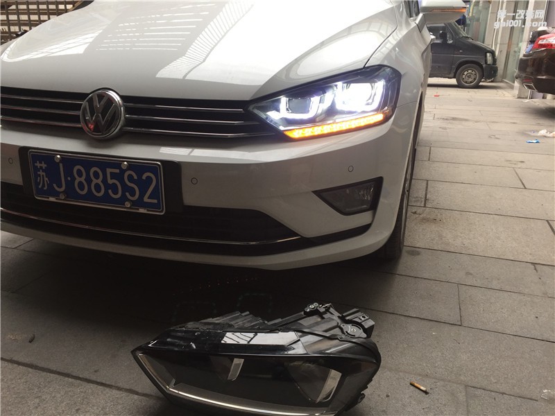 大眾高爾夫嘉旅改裝車燈龍鼎大燈總成 升級海拉5透鏡 LED遠光燈 流光日行燈