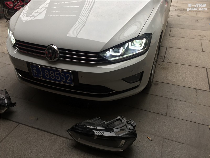 大眾高爾夫嘉旅改裝車燈龍鼎大燈總成 升級海拉5透鏡 LED遠光燈 流光日行燈