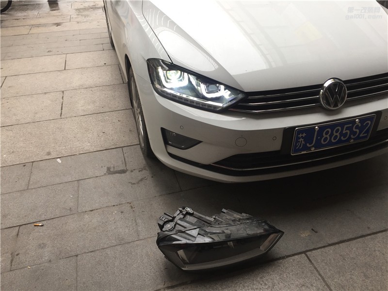 大眾高爾夫嘉旅改裝車燈龍鼎大燈總成 升級海拉5透鏡 LED遠光燈 流光日行燈