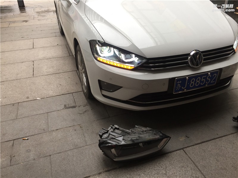 大眾高爾夫嘉旅改裝車燈龍鼎大燈總成 升級海拉5透鏡 LED遠光燈 流光日行燈
