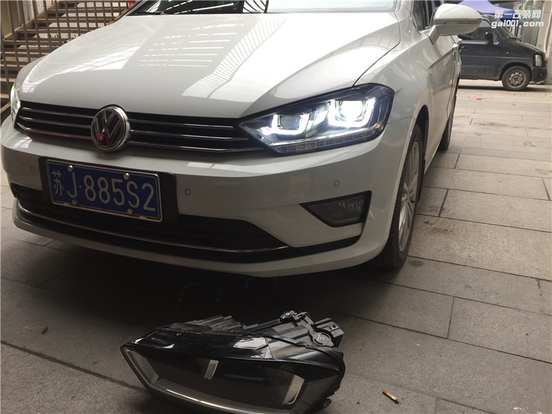 大眾高爾夫嘉旅改裝車燈龍鼎大燈總成 升級海拉5透鏡 LED遠光燈 流光日行燈