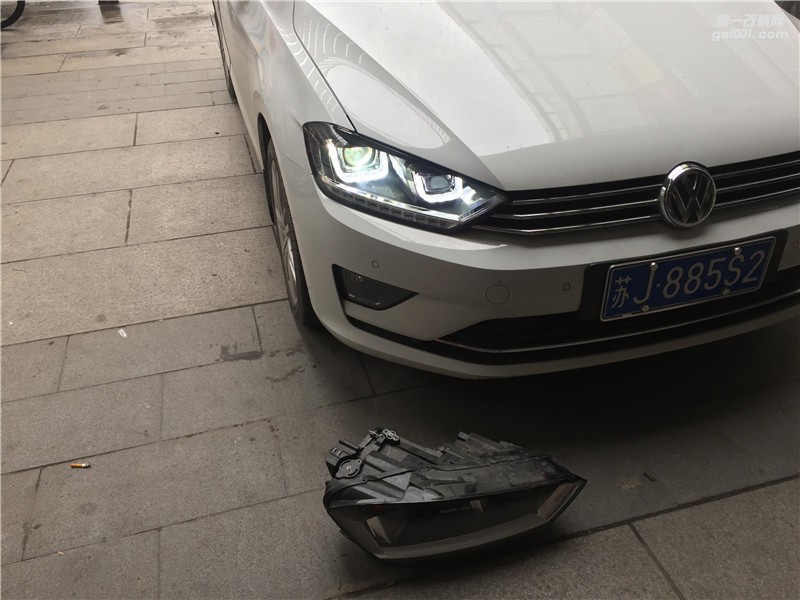 大眾高爾夫嘉旅改裝車燈龍鼎大燈總成 升級海拉5透鏡 LED遠光燈 流光日行燈