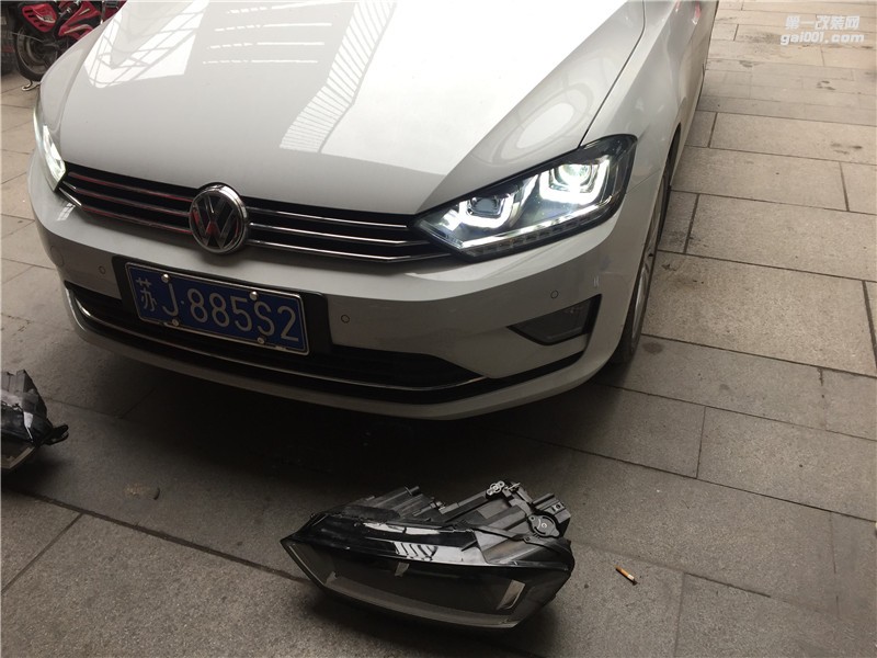 大眾高爾夫嘉旅改裝車燈龍鼎大燈總成 升級海拉5透鏡 LED遠光燈 流光日行燈