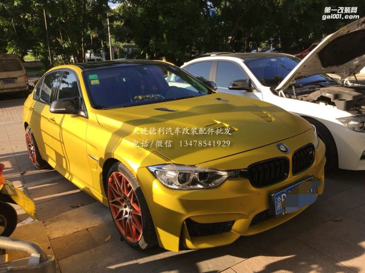 寶馬3系改裝M3大包圍，開孔鐵機蓋，鍛造輪轂， 排氣中尾段，全車貼膜，氣動減震，碳纖維方向盤
