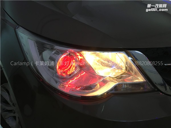 广州宝骏730车灯改装大灯：卡莱姆浦海拉5双光透镜+岩崎6500K氙气大灯+日本黑电装安定器+红恶魔