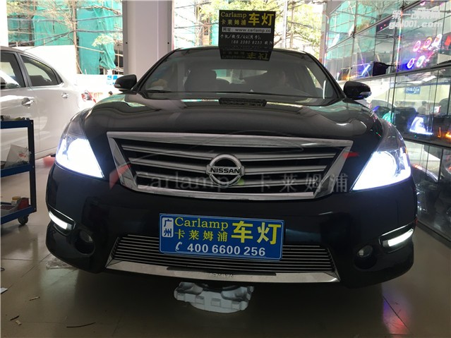 廣州日產(chǎn)天籟 07-12款改燈，車燈改裝升級：卡萊姆浦海拉5雙光透鏡 + 漢雷氙氣大燈 +德國澳茲姆安定器 +白天使 +綠惡魔 + LED轉(zhuǎn)向日行燈