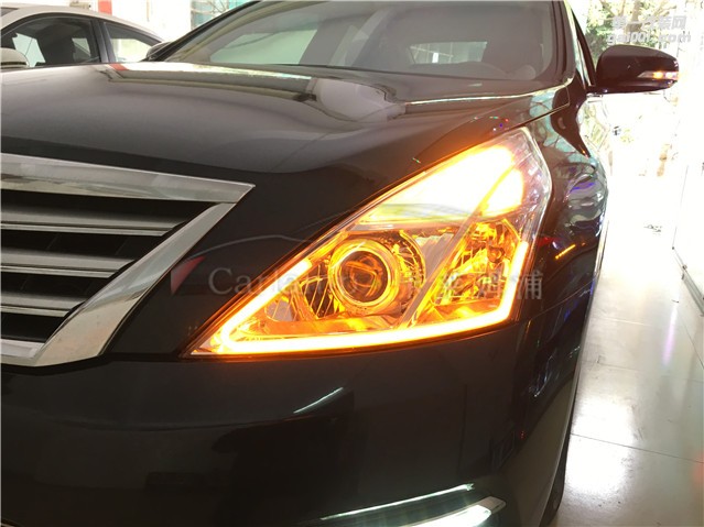 廣州日產(chǎn)天籟 07-12款改燈，車燈改裝升級：卡萊姆浦海拉5雙光透鏡 + 漢雷氙氣大燈 +德國澳茲姆安定器 +白天使 +綠惡魔 + LED轉(zhuǎn)向日行燈