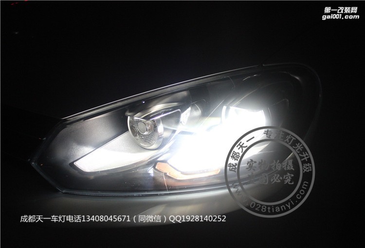 成都高爾夫6車燈不亮？改裝氙氣燈雙光透鏡LED燈成都天一車燈