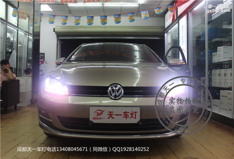 成都高爾夫車燈改裝雙U日行燈總成成都天一車燈