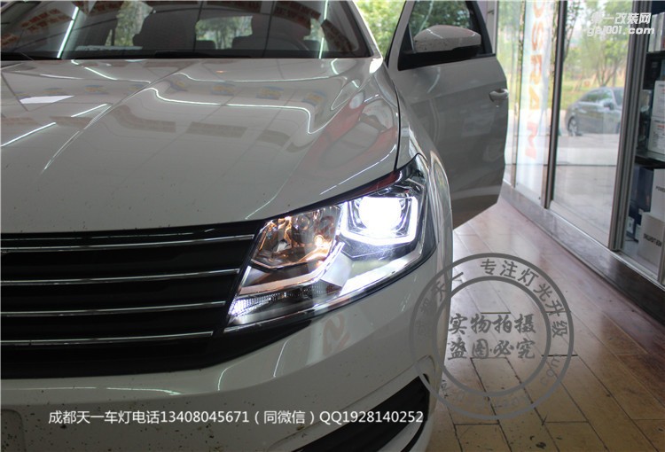 成都大眾車燈改裝升級(jí)海拉透鏡LED日行燈成都朗行車燈改裝