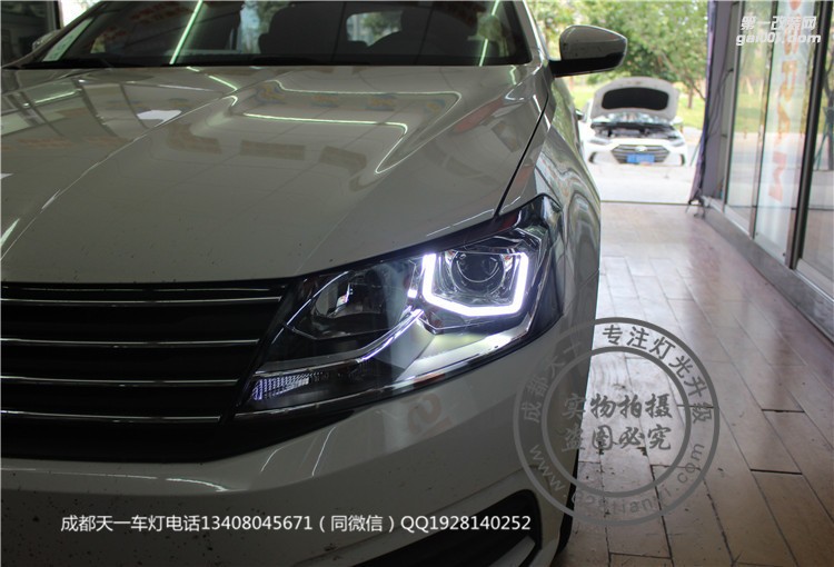 成都大眾車燈改裝升級(jí)海拉透鏡LED日行燈成都朗行車燈改裝