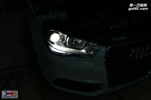 奧迪A1改燈汽車燈光升級大燈改裝德國海拉5雙光透鏡