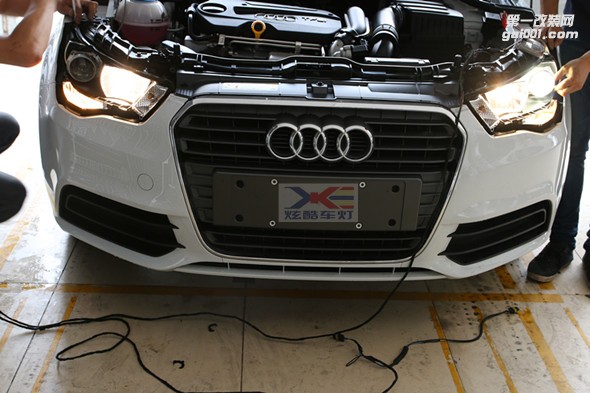 奧迪A1改燈汽車燈光升級大燈改裝德國海拉5雙光透鏡
