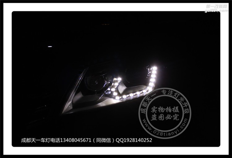 成都大眾邁騰改車燈改裝高配大燈總成LED日行燈原廠編程
