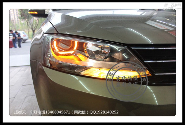 成都大眾新速騰改車燈改裝專用LED日行燈套件海拉5雙光透鏡