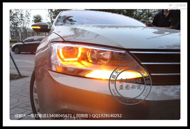 成都大眾新速騰改車燈改裝專用LED日行燈套件海拉5雙光透鏡