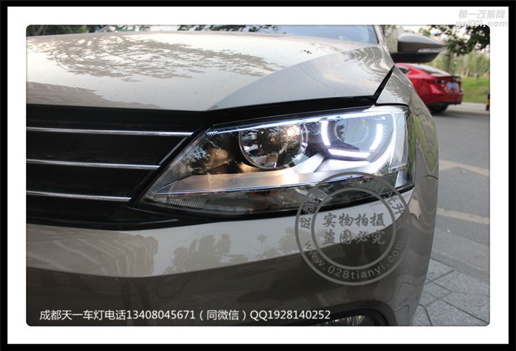成都大眾新速騰改車燈改裝專用LED日行燈套件海拉5雙光透鏡