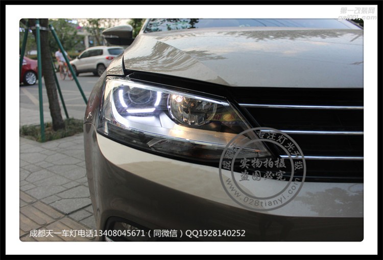 成都大眾新速騰改車燈改裝專用LED日行燈套件海拉5雙光透鏡