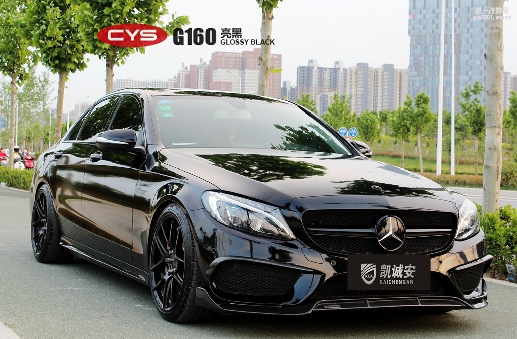 奔馳C200 CYS亮黑 G160 汽車改色貼膜 18611722254 (19)