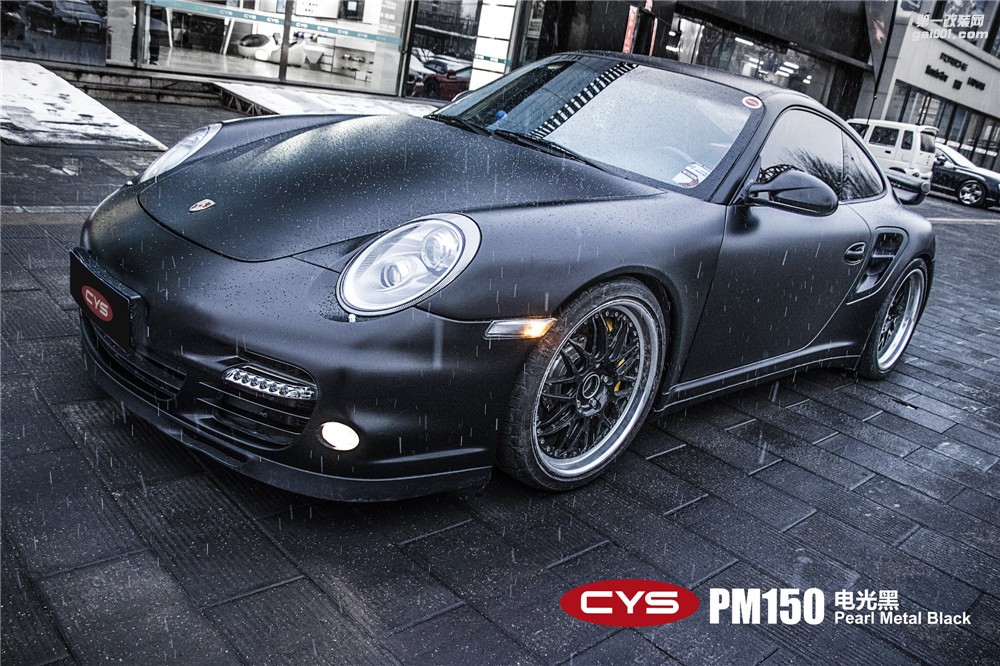 保時(shí)捷911 CYS電光金屬黑 PM150 汽車改色貼膜 18611722254 (11)
