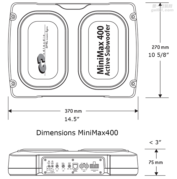 美国CDT西迪声超薄有源低音炮MiniMax400车载备胎低音炮带功放