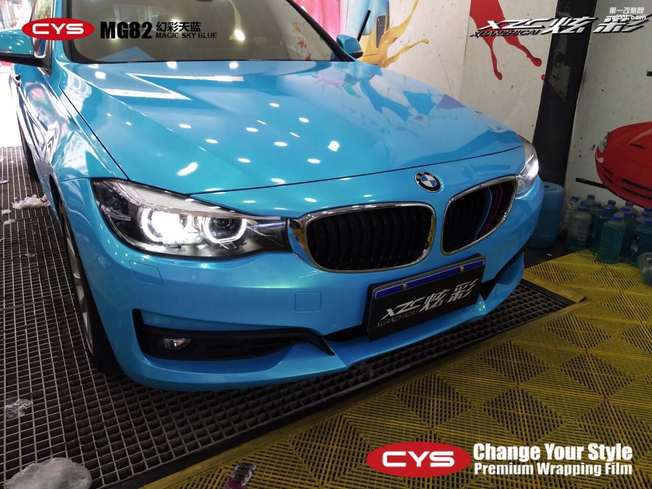 北京寶馬3系GT CYS幻彩天藍(lán) MG82 汽車改色貼膜