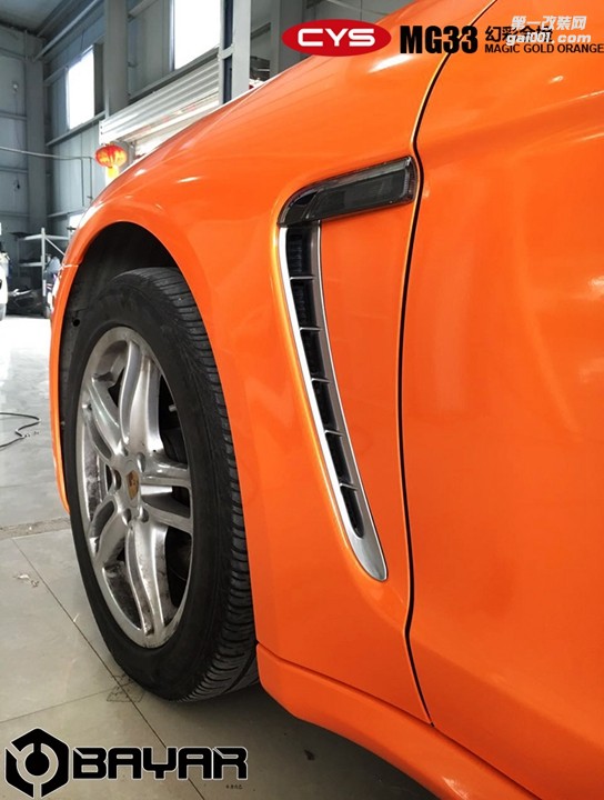 北京保时捷帕拉梅拉 CYS幻彩金橙 MG33 汽车改色贴膜