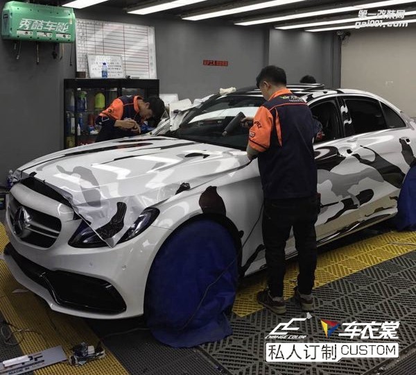 四川成都車衣裳寶馬3系私人定制彩繪膜汽車車身貼膜