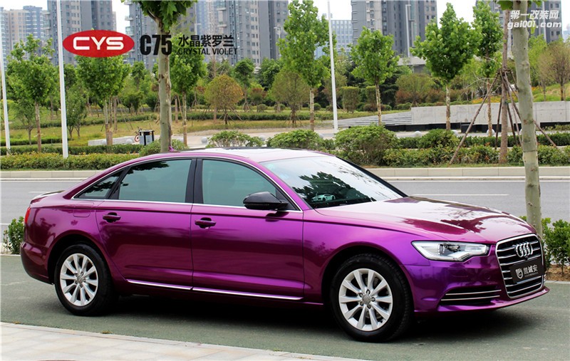 鄭州奧迪A6 CYS水晶紫羅蘭車身改色貼膜