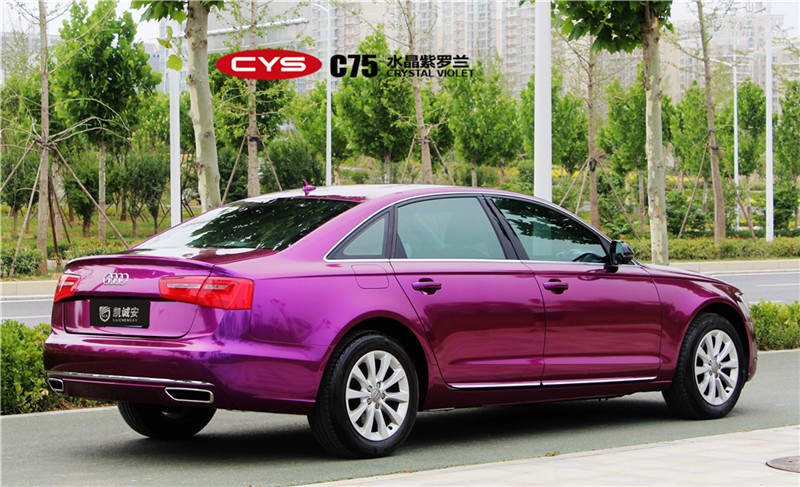 鄭州奧迪A6 CYS水晶紫羅蘭車身改色貼膜