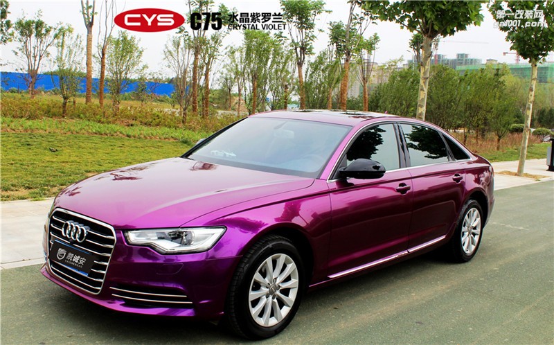 鄭州奧迪A6 CYS水晶紫羅蘭車身改色貼膜
