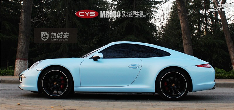 鄭州保時捷911馬卡龍爵士藍(lán)車身貼膜-夏日小清新